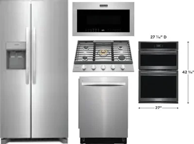 5 Piece Package Includes Refrigerator, Cooktop, Wall Oven, Microwave And Dishwasher