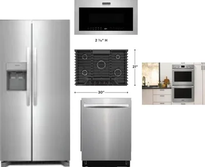 5 Piece Package Includes Refrigerator, Cooktop, Wall Oven, Microwave And Dishwasher
