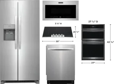 5 Piece Package Includes Refrigerator, Cooktop, Wall Oven, Microwave And Dishwasher