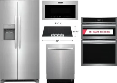 5 Piece Package Includes Refrigerator, Cooktop, Wall Oven, Microwave And Dishwasher