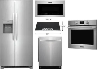 5 Piece Package Includes Refrigerator, Cooktop, Wall Oven, Microwave And Dishwasher