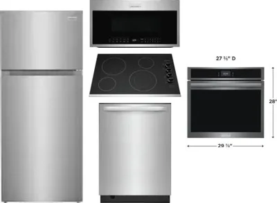 5 Piece Package Includes Refrigerator, Cooktop, Wall Oven, Microwave And Dishwasher