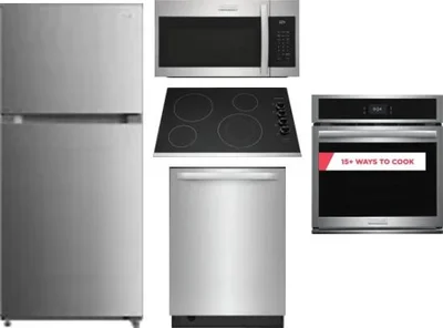 5 Piece Package Includes Refrigerator, Cooktop, Wall Oven, Microwave And Dishwasher