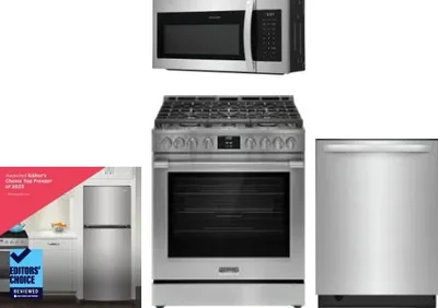 4 Piece Package Includes Refrigerator, Range, Microwave And Dishwasher