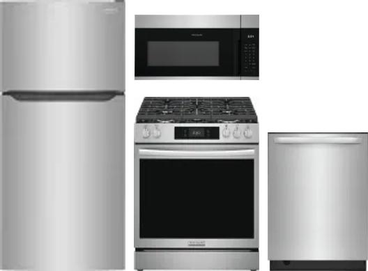 4 Piece Package Includes Refrigerator, Range, Microwave And Dishwasher