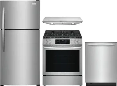 4 Piece Package Includes Refrigerator, Range, Hood And Dishwasher