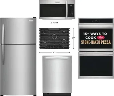 5 Piece Package Includes Refrigerator, Cooktop, Wall Oven, Microwave And Dishwasher
