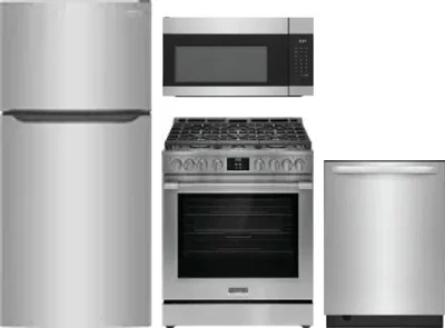 4 Piece Package Includes Refrigerator, Range, Microwave And Dishwasher