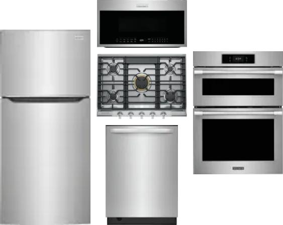 5 Piece Package Includes Refrigerator, Cooktop, Wall Oven, Microwave And Dishwasher