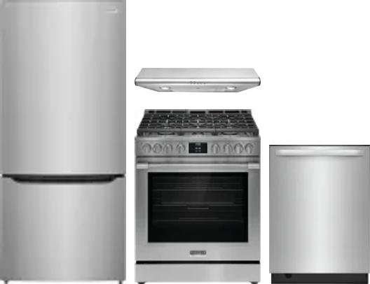 4 Piece Package Includes Refrigerator, Range, Hood And Dishwasher