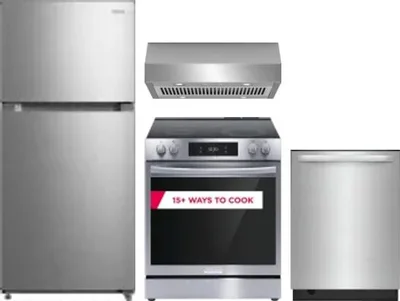 4 Piece Package Includes Refrigerator, Range, Hood And Dishwasher