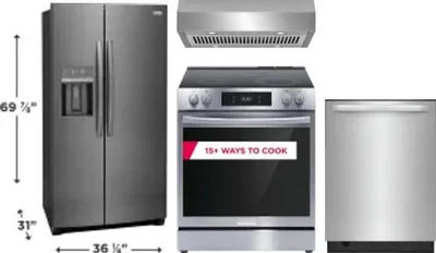 4 Piece Package Includes Refrigerator, Range, Hood And Dishwasher