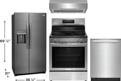 4 Piece Package Includes Refrigerator, Range, Hood And Dishwasher