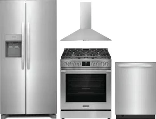 4 Piece Package Includes Refrigerator, Range, Hood And Dishwasher