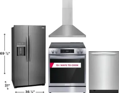 4 Piece Package Includes Refrigerator, Range, Hood And Dishwasher