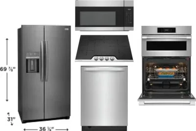 5 Piece Package Includes Refrigerator, Cooktop, Wall Oven, Microwave And Dishwasher