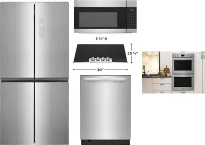 5 Piece Package Includes Refrigerator, Cooktop, Wall Oven, Microwave And Dishwasher