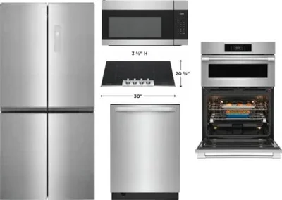 5 Piece Package Includes Refrigerator, Cooktop, Wall Oven, Microwave And Dishwasher