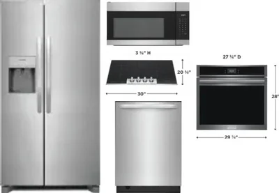 5 Piece Package Includes Refrigerator, Cooktop, Wall Oven, Microwave And Dishwasher