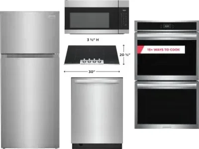 5 Piece Package Includes Refrigerator, Cooktop, Wall Oven, Microwave And Dishwasher