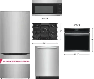 5 Piece Package Includes Refrigerator, Cooktop, Wall Oven, Microwave And Dishwasher