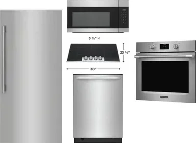 5 Piece Package Includes Refrigerator, Cooktop, Wall Oven, Microwave And Dishwasher
