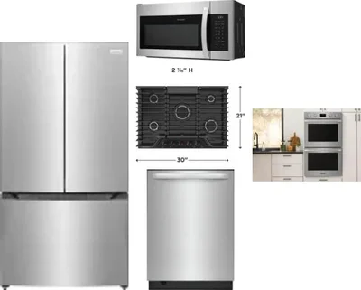 5 Piece Package Includes Refrigerator, Cooktop, Wall Oven, Microwave And Dishwasher