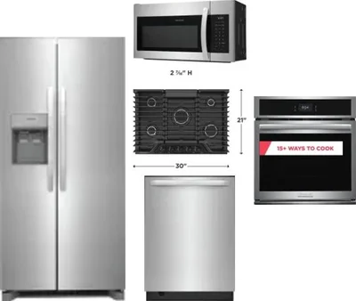 5 Piece Package Includes Refrigerator, Cooktop, Wall Oven, Microwave And Dishwasher