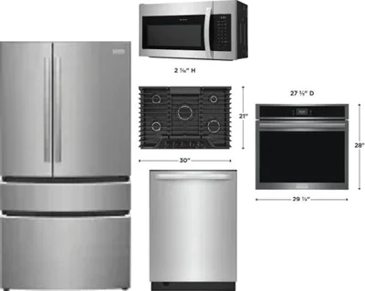 5 Piece Package Includes Refrigerator, Cooktop, Wall Oven, Microwave And Dishwasher