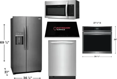 5 Piece Package Includes Refrigerator, Cooktop, Wall Oven, Microwave And Dishwasher