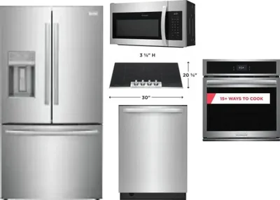 5 Piece Package Includes Refrigerator, Cooktop, Wall Oven, Microwave And Dishwasher