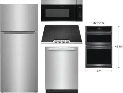 5 Piece Package Includes Refrigerator, Cooktop, Wall Oven, Microwave And Dishwasher