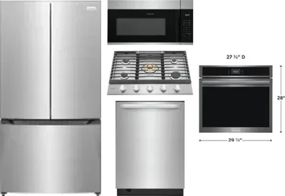 5 Piece Package Includes Refrigerator, Cooktop, Wall Oven, Microwave And Dishwasher
