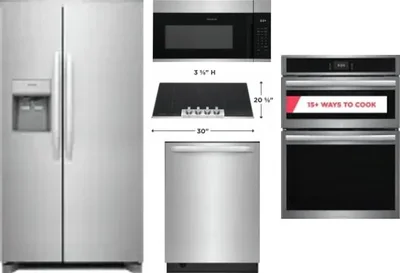 5 Piece Package Includes Refrigerator, Cooktop, Wall Oven, Microwave And Dishwasher