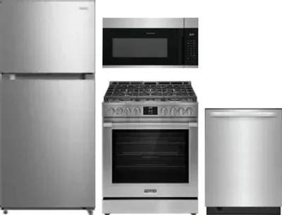 4 Piece Package Includes Refrigerator, Range, Microwave And Dishwasher