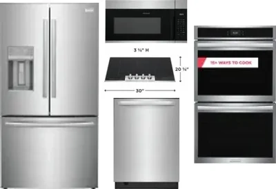5 Piece Package Includes Refrigerator, Cooktop, Wall Oven, Microwave And Dishwasher