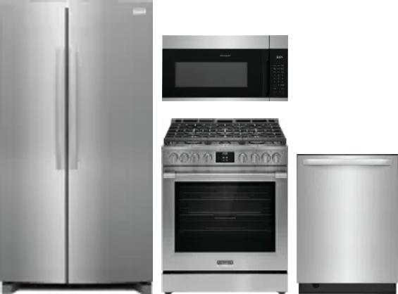 4 Piece Package Includes Refrigerator, Range, Microwave And Dishwasher