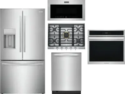 5 Piece Package Includes Refrigerator, Cooktop, Wall Oven, Microwave And Dishwasher