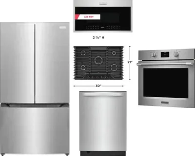 5 Piece Package Includes Refrigerator, Cooktop, Wall Oven, Microwave And Dishwasher