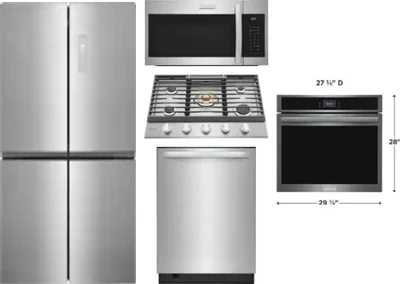 5 Piece Package Includes Refrigerator, Cooktop, Wall Oven, Microwave And Dishwasher