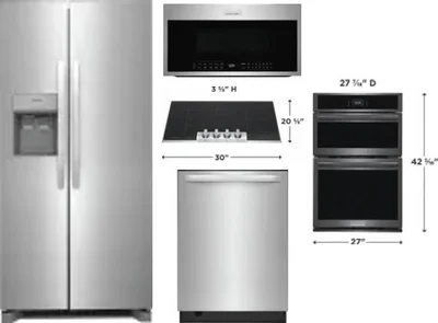 5 Piece Package Includes Refrigerator, Cooktop, Wall Oven, Microwave And Dishwasher