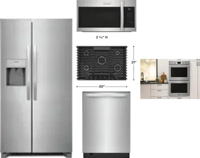 5 Piece Package Includes Refrigerator, Cooktop, Wall Oven, Microwave And Dishwasher