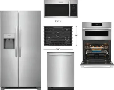 5 Piece Package Includes Refrigerator, Cooktop, Wall Oven, Microwave And Dishwasher