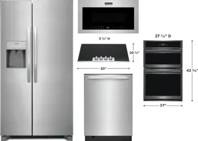 5 Piece Package Includes Refrigerator, Cooktop, Wall Oven, Microwave And Dishwasher