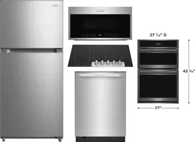 5 Piece Package Includes Refrigerator, Cooktop, Wall Oven, Microwave And Dishwasher