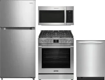 4 Piece Package Includes Refrigerator, Range, Microwave And Dishwasher