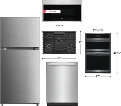 5 Piece Package Includes Refrigerator, Cooktop, Wall Oven, Microwave And Dishwasher