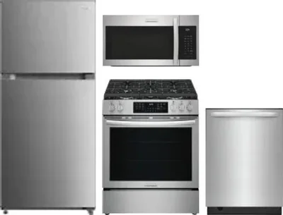 4 Piece Package Includes Refrigerator, Range, Microwave And Dishwasher