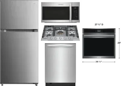 5 Piece Package Includes Refrigerator, Cooktop, Wall Oven, Microwave And Dishwasher