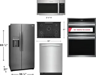 5 Piece Package Includes Refrigerator, Cooktop, Wall Oven, Microwave And Dishwasher